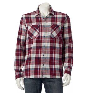 Levi's - Men's Plaid Flannel Button Up Work Shirt in Red, size XXL